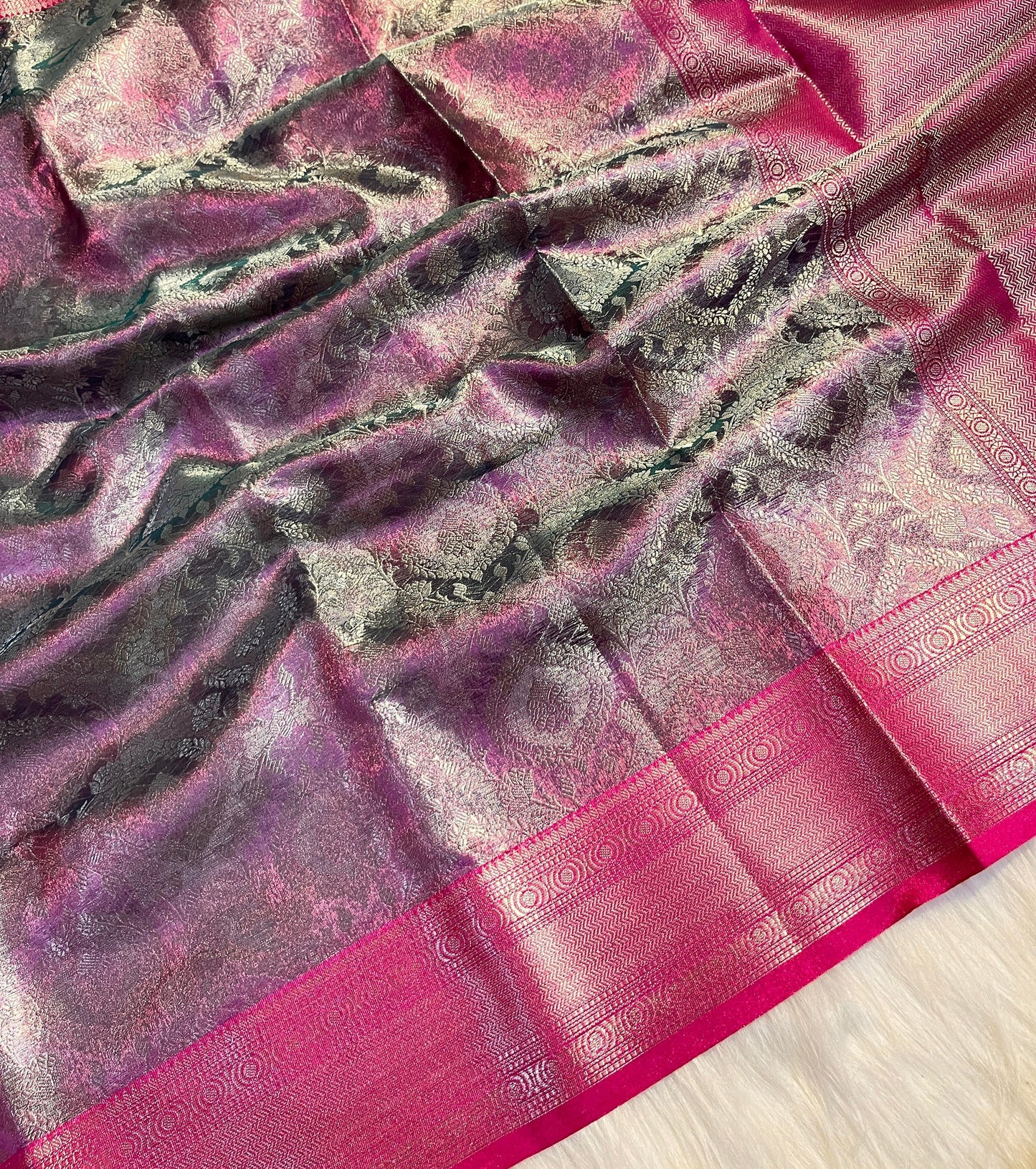 Pink Color Banarasi Tissue Silk Saree Alna Apparels