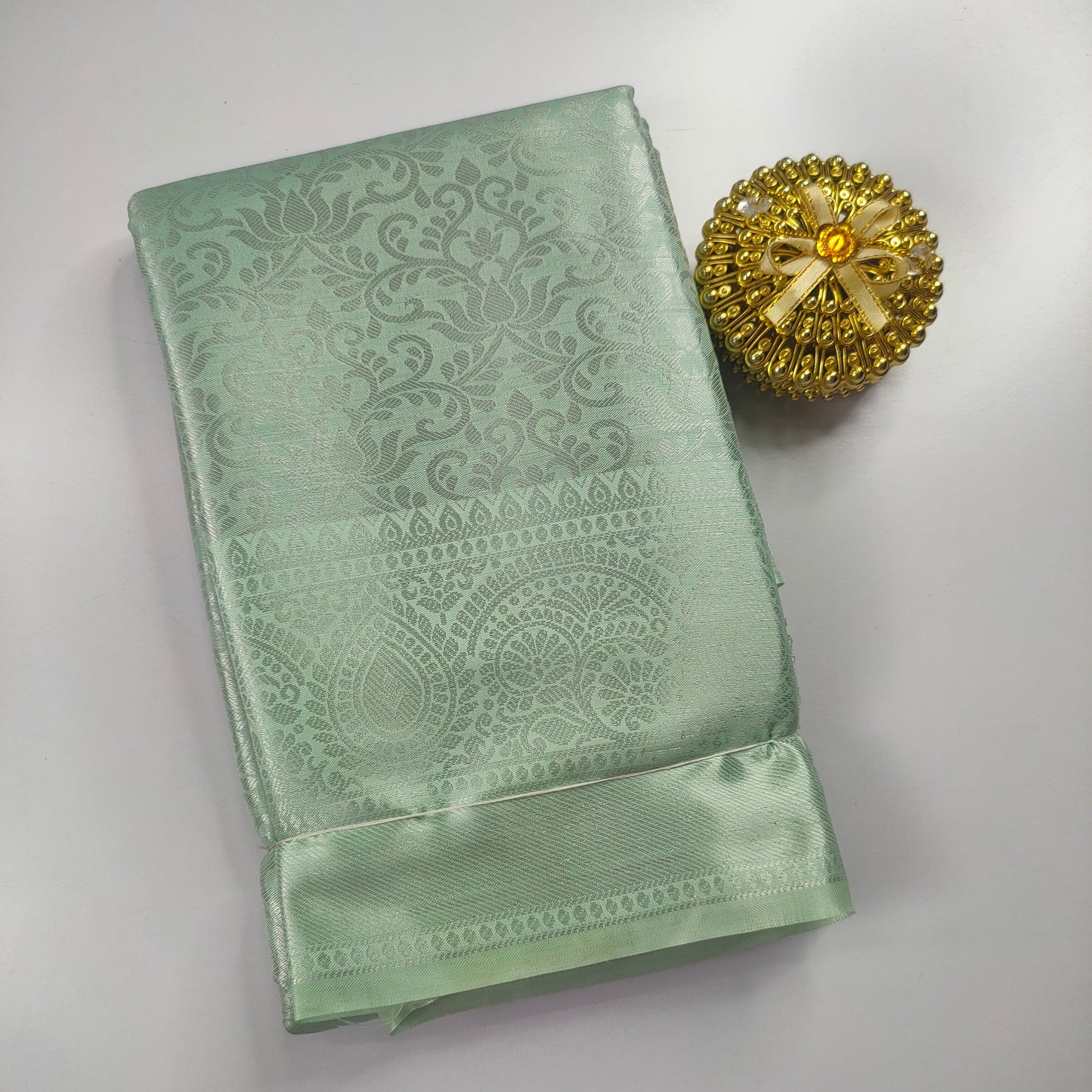 Light Green Kanchipuram Soft Tissue Silk Saree Alna Apparels