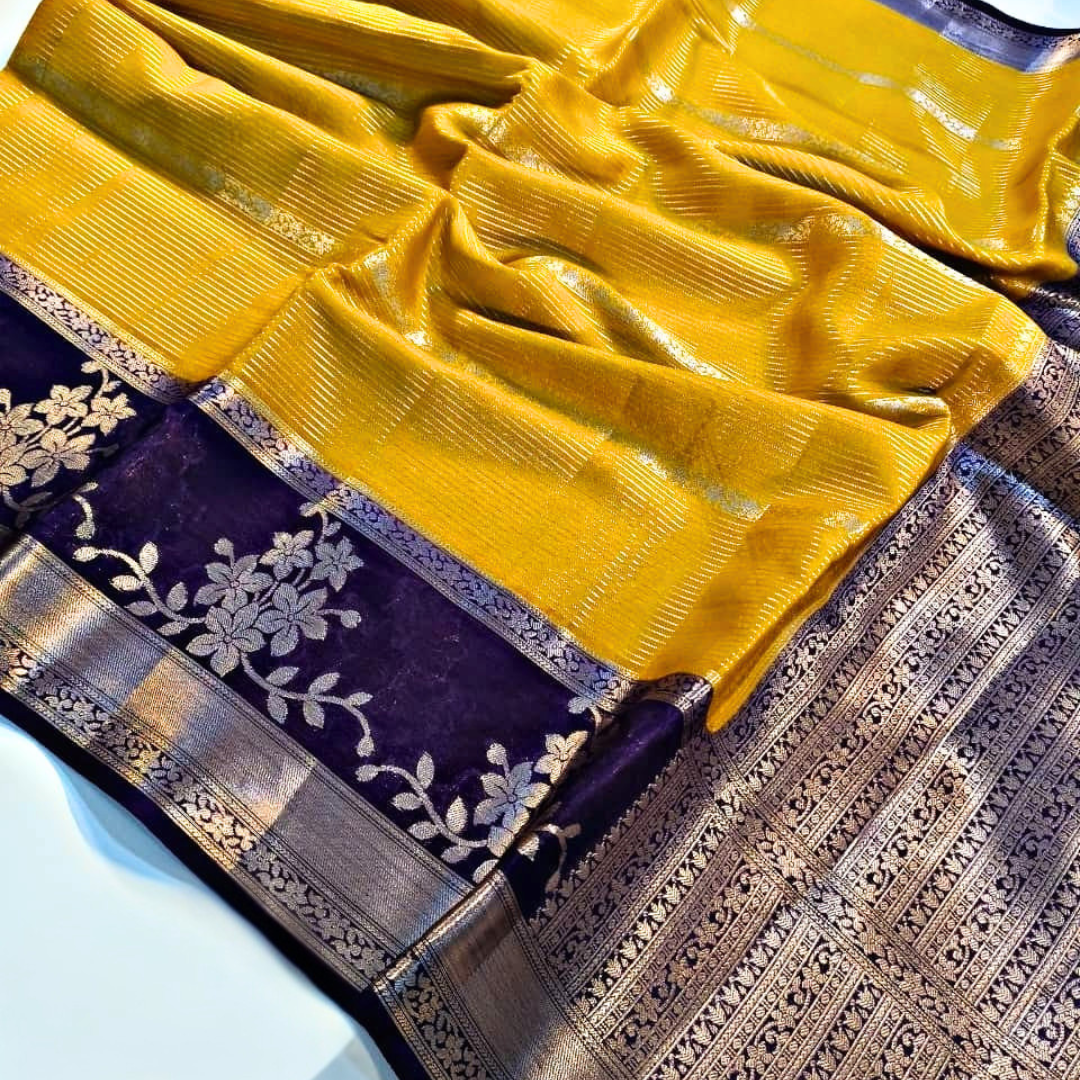 Yellow Color Banarasi Kathan Silk Saree Alna Apparels