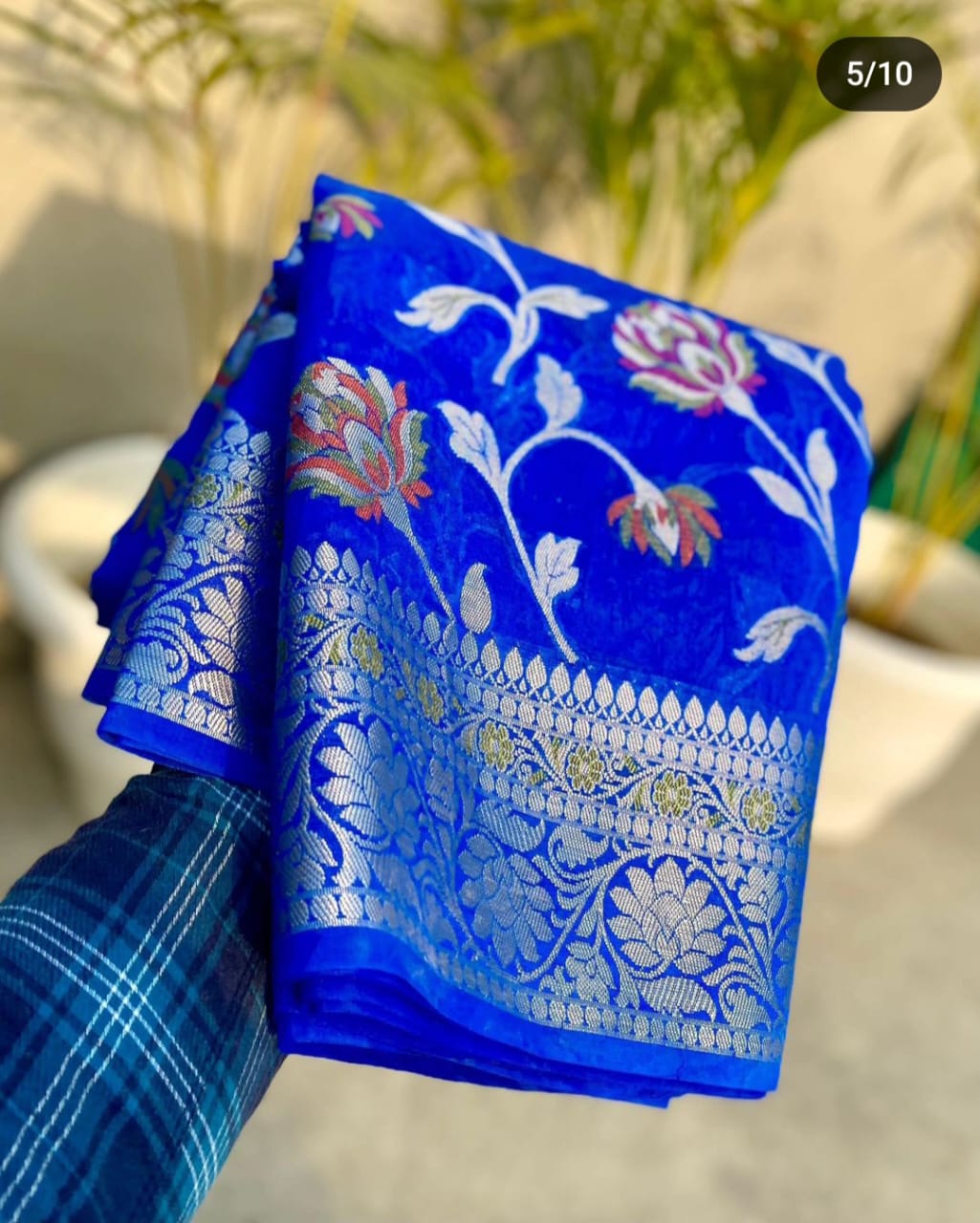 Blue Meenakari work Banarasi Silk Saree - Alna Apparels