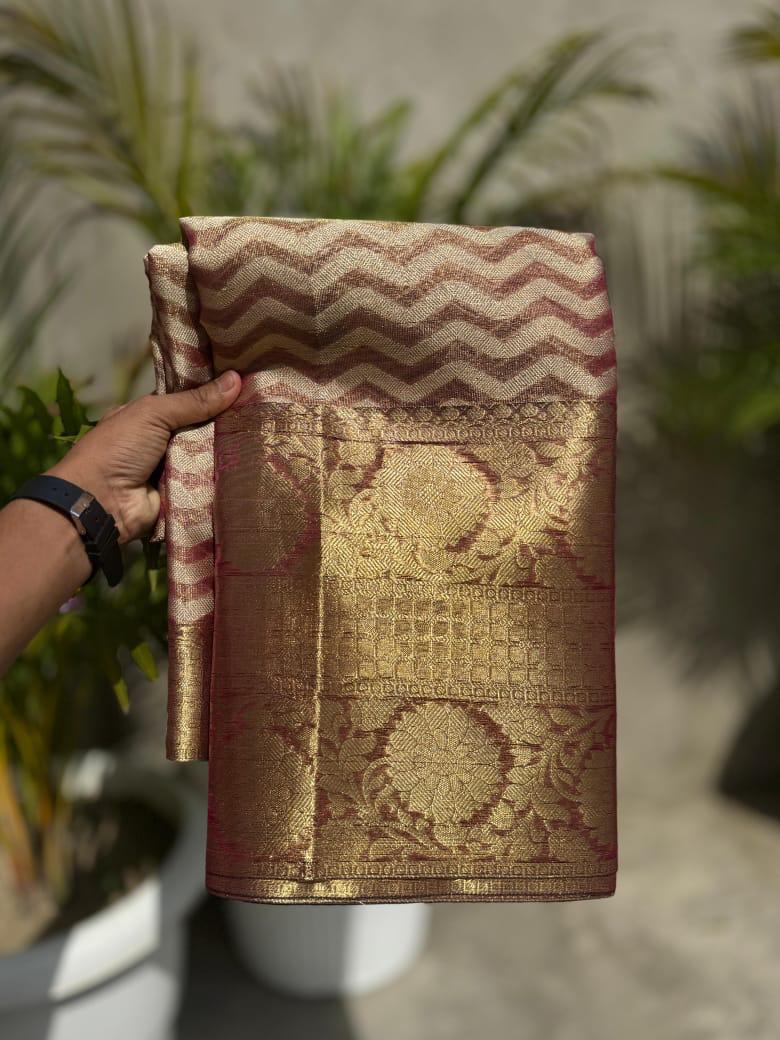 Maroon Color Banarasi Tissue Silk Saree Alna Apparels