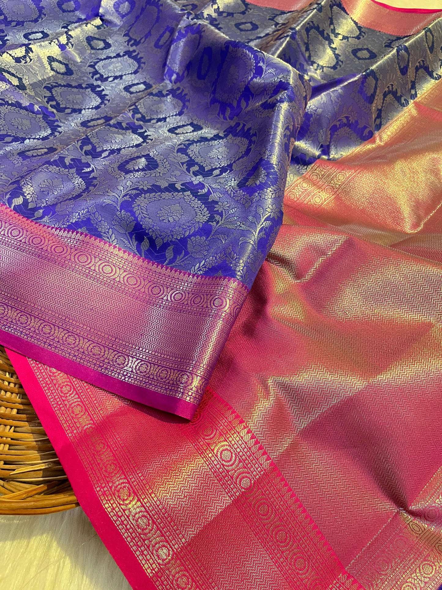 Navy Banarasi Tissue Silk Saree Alna Apparels
