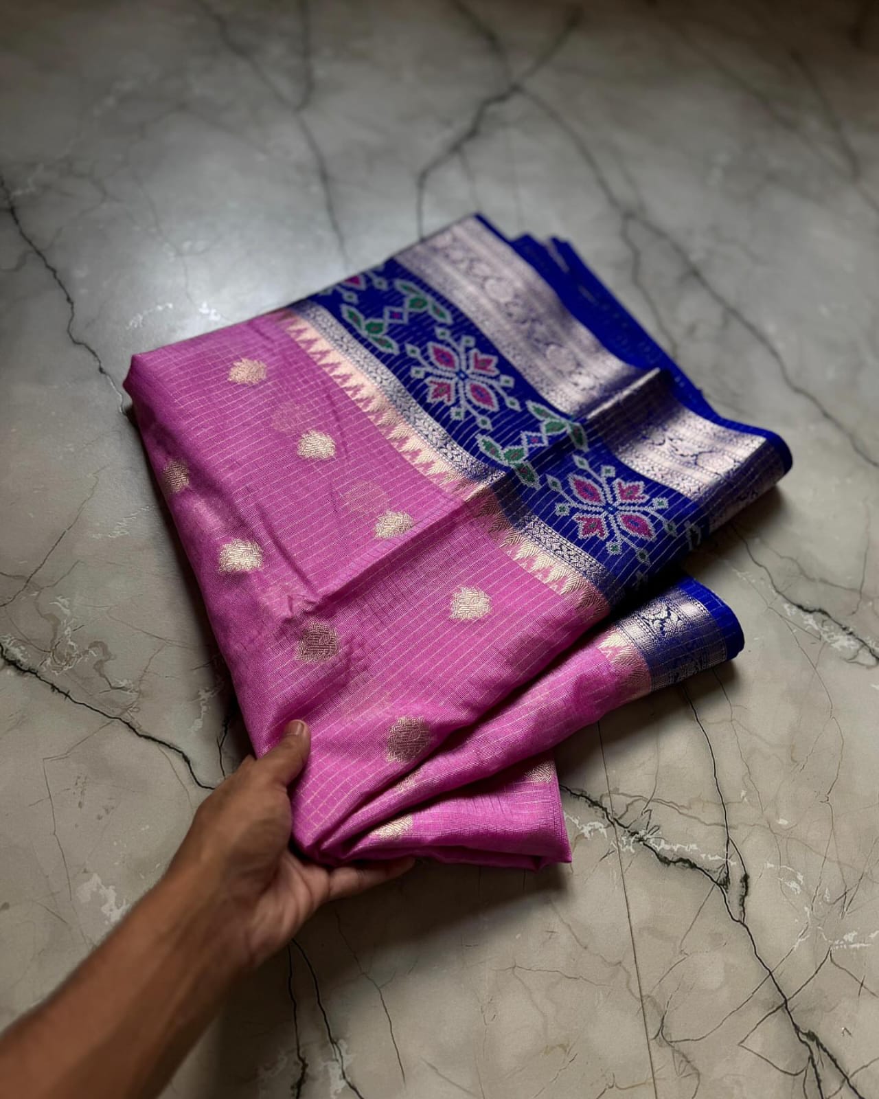 Pink Banarasi Kathan Soft Silk Saree Alna Apparels