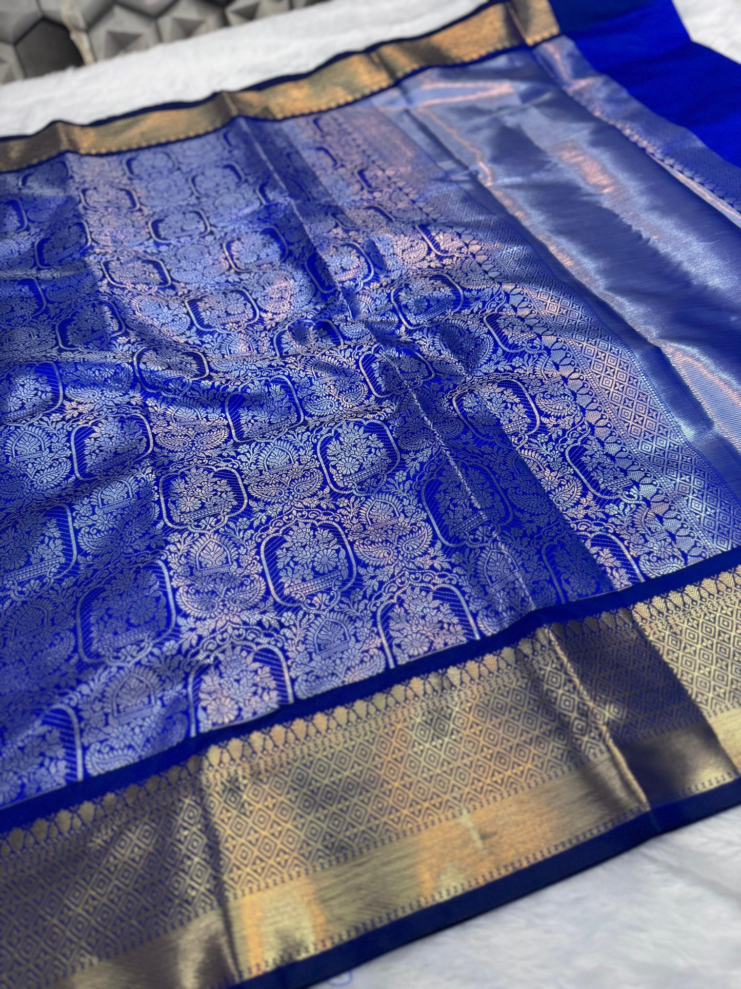 Navy Banarasi Semi Kathan Soft Silk Saree Alna Apparels