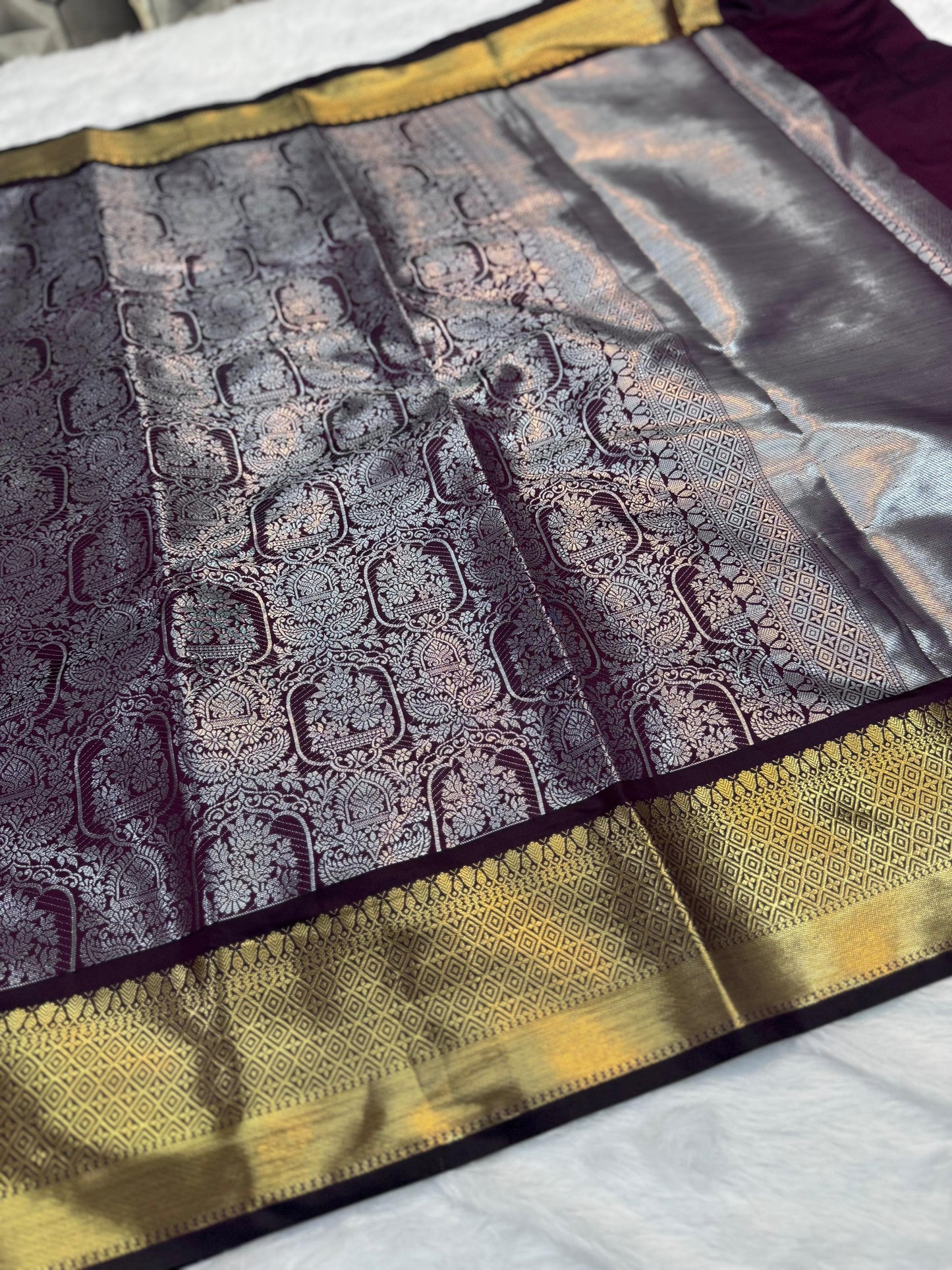 Maroon Banarasi Semi Kathan Soft Silk Saree Alna Apparels