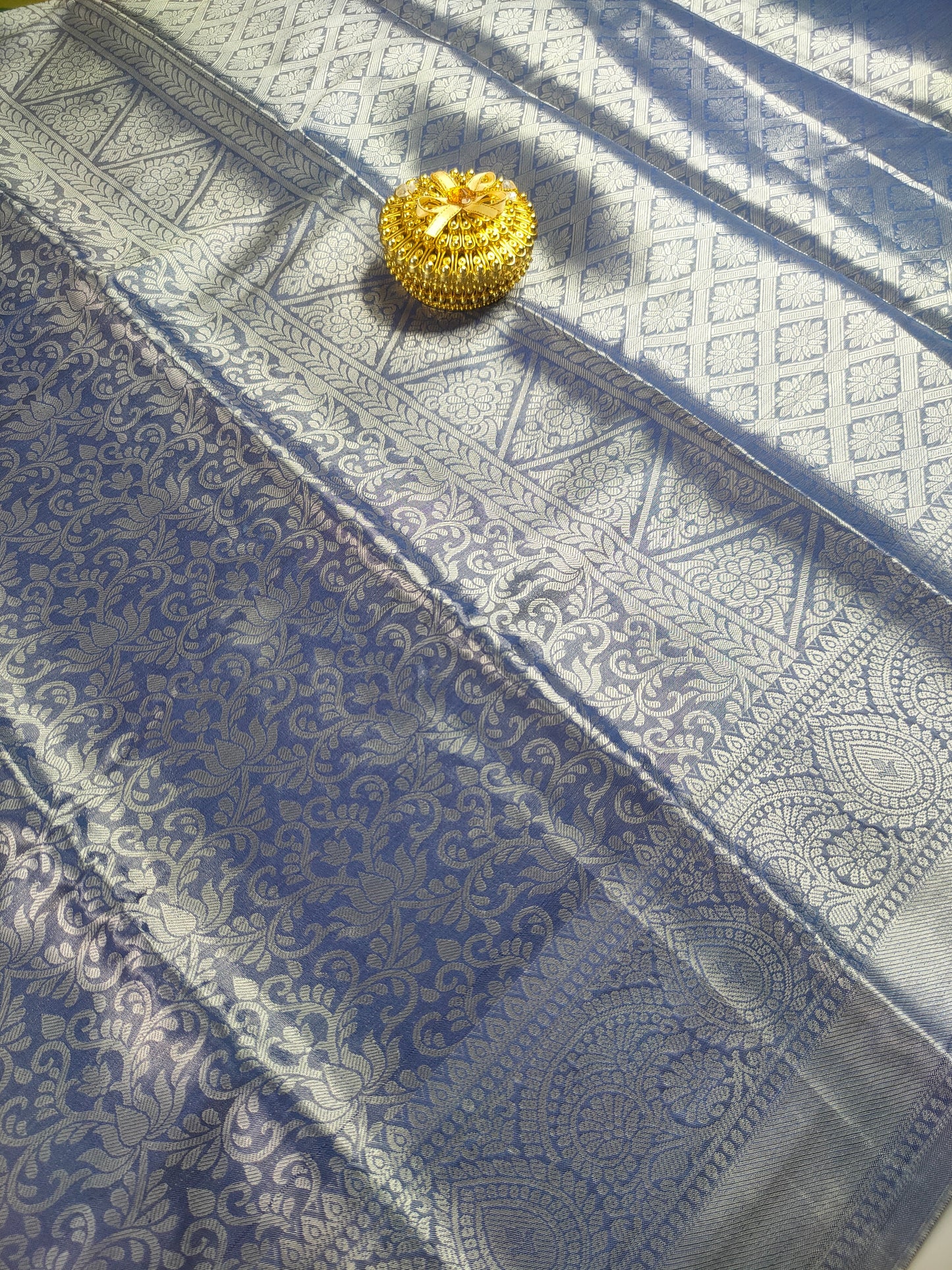 Navy Blue Color Kanchipuram Soft Tissue Silk Saree Alna Apparels