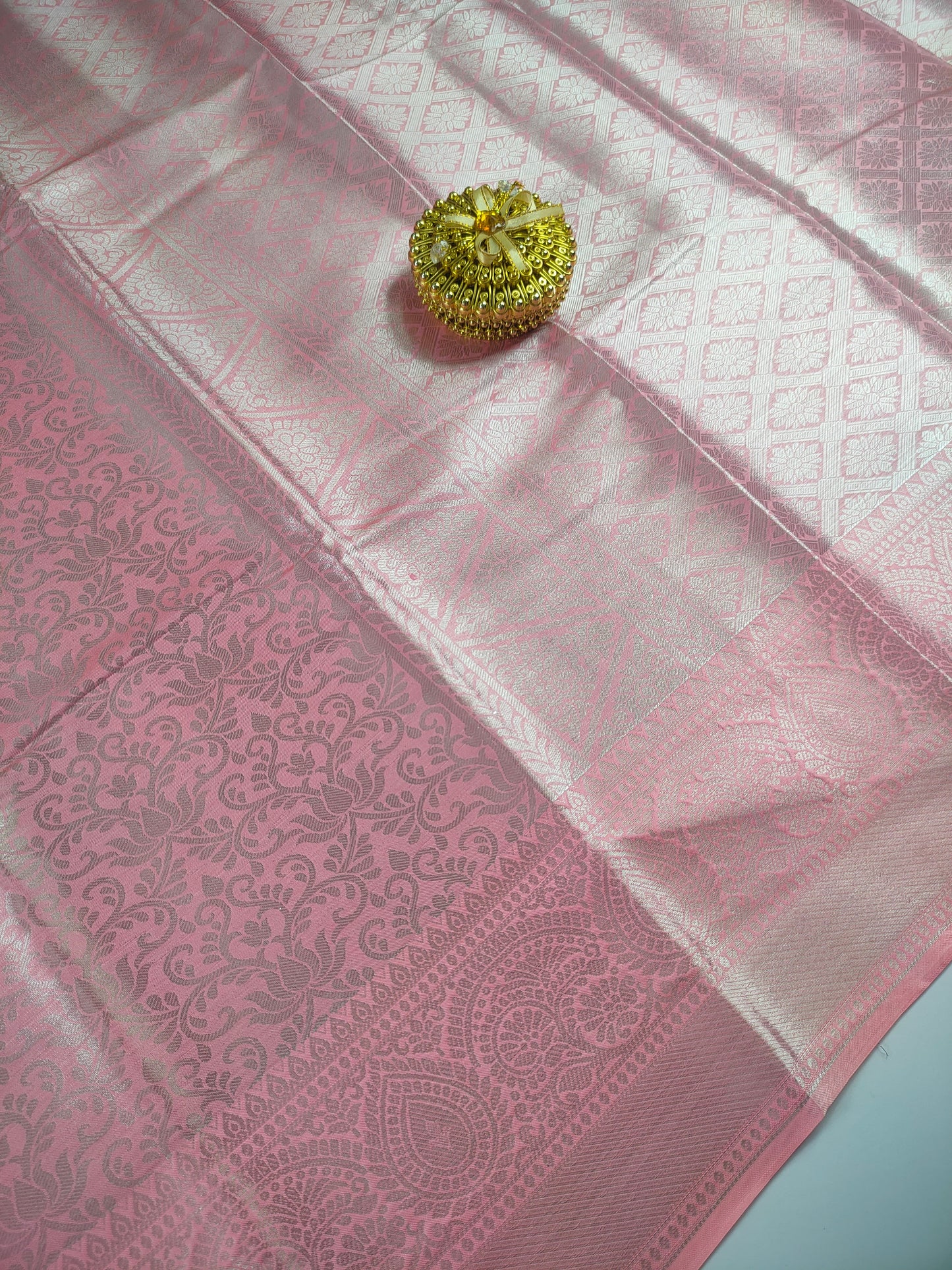 Light Pink Color Kanchipuram Soft Tissue Silk Saree Alna Apparels