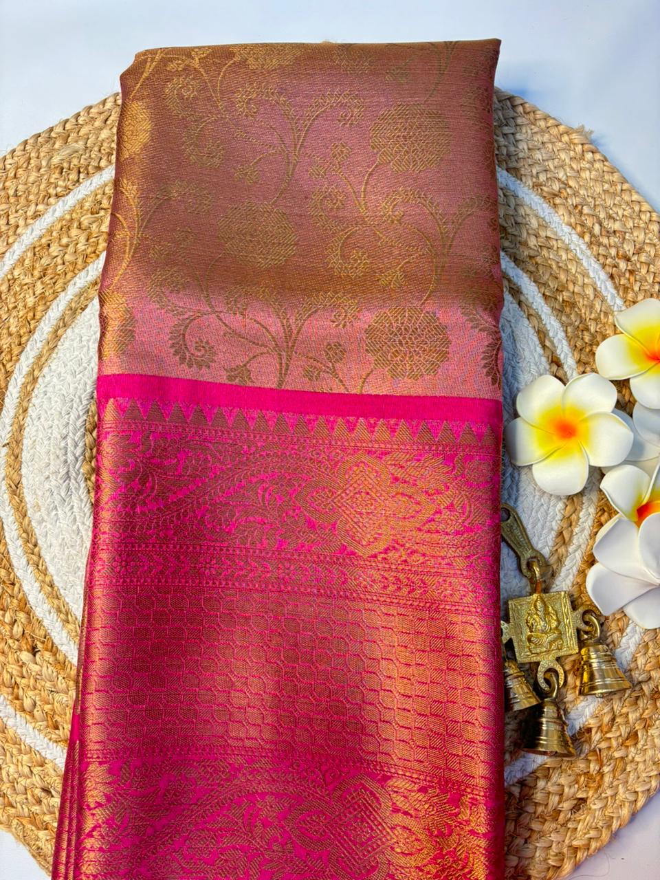 Pink Banarasi Tissue Silk Saree
