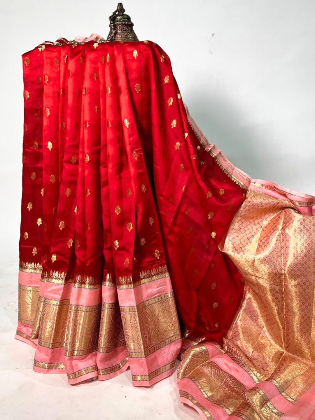 Red Banarasi Kathan Dupion Silk Saree Alna Apparels