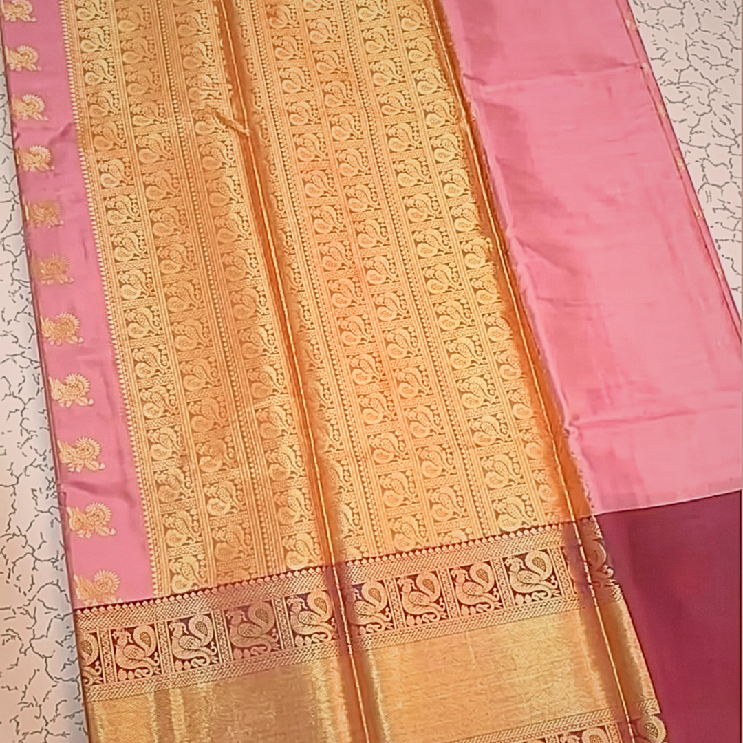 Light Pink Banarasi Semi Kathan Silk Saree Alna Apparels
