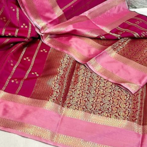 Pink Banarasi Soft Silk Saree Alna Apparels