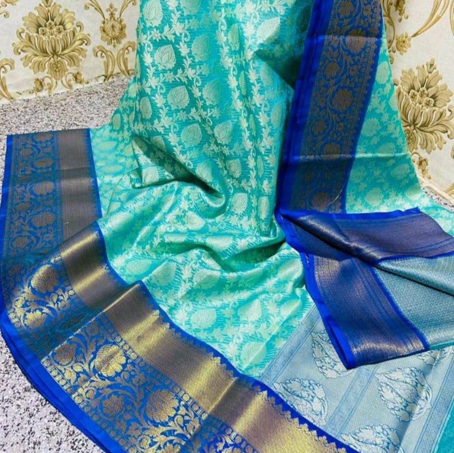 Green Kora Muslin Tanchui Saree Alna Apparels