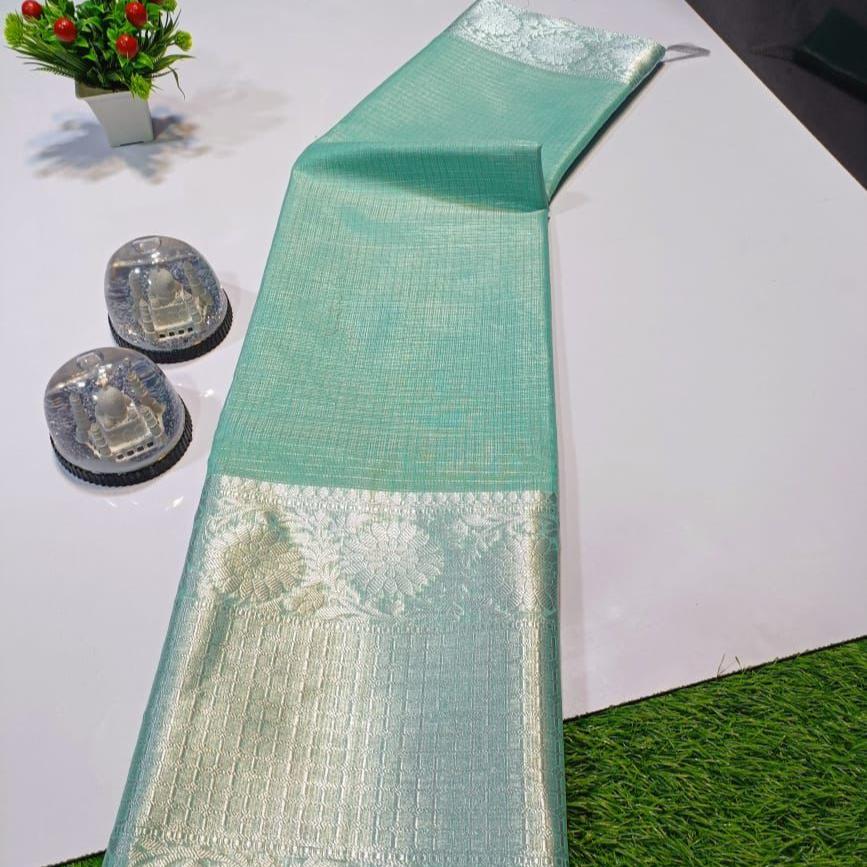 Blue Banarasi Tissue Silk Saree Alna Apparels