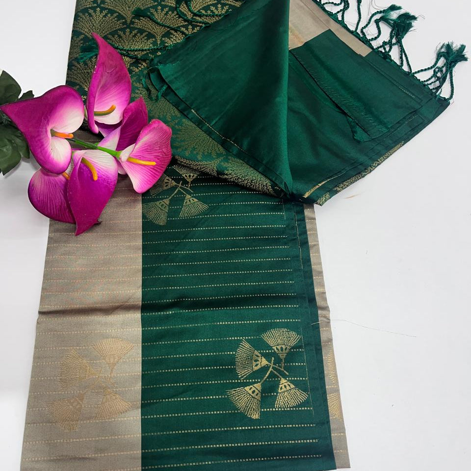 Gold Color Kanchivaram Silk Saree Alna Apparels