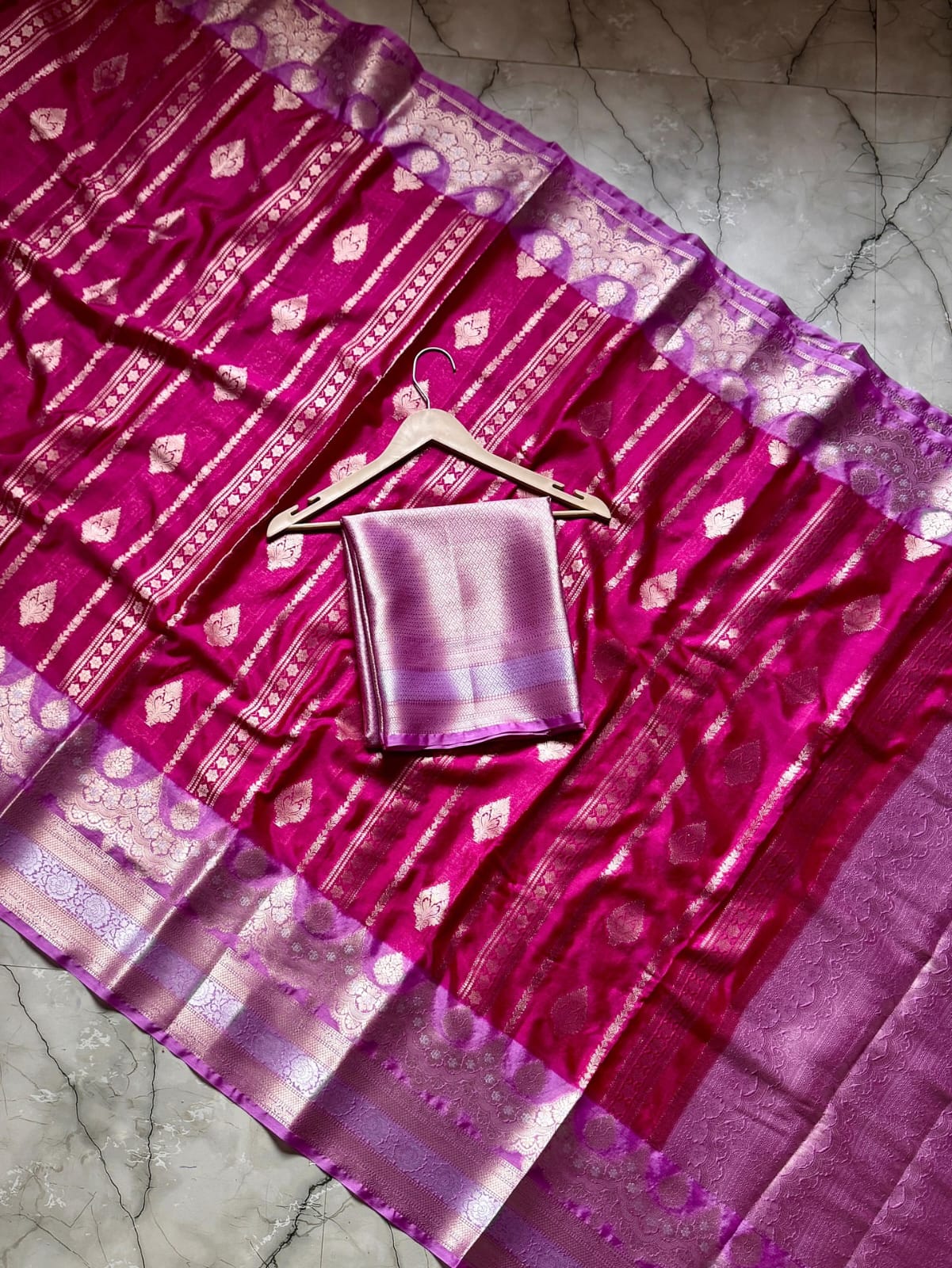 Pink Banarasi  Dyeable  Warm Silk Saree Alna Apparels