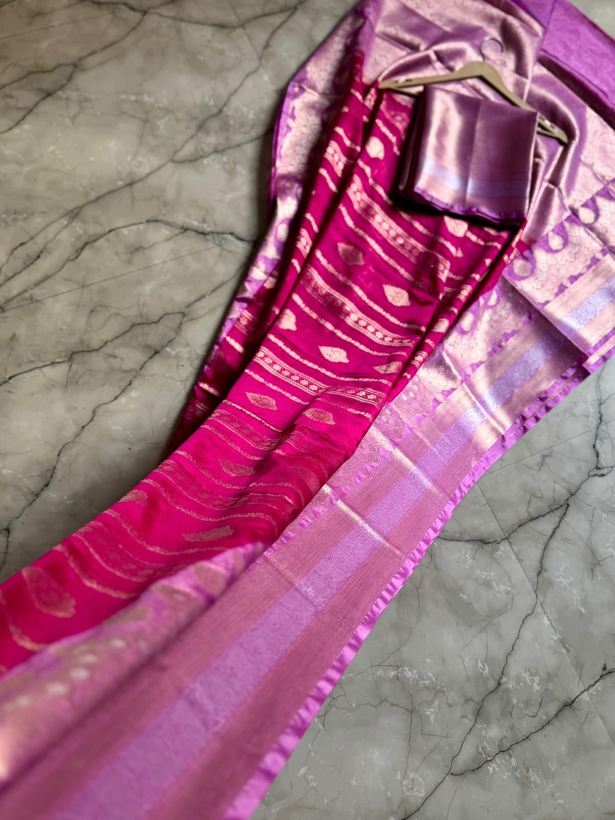 Pink Banarasi  Dyeable  Warm Silk Saree Alna Apparels