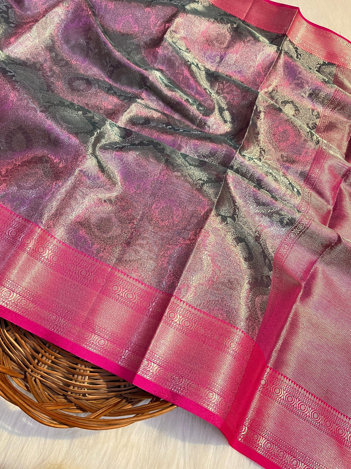 Pink Color Banarasi Tissue Silk Saree Alna Apparels