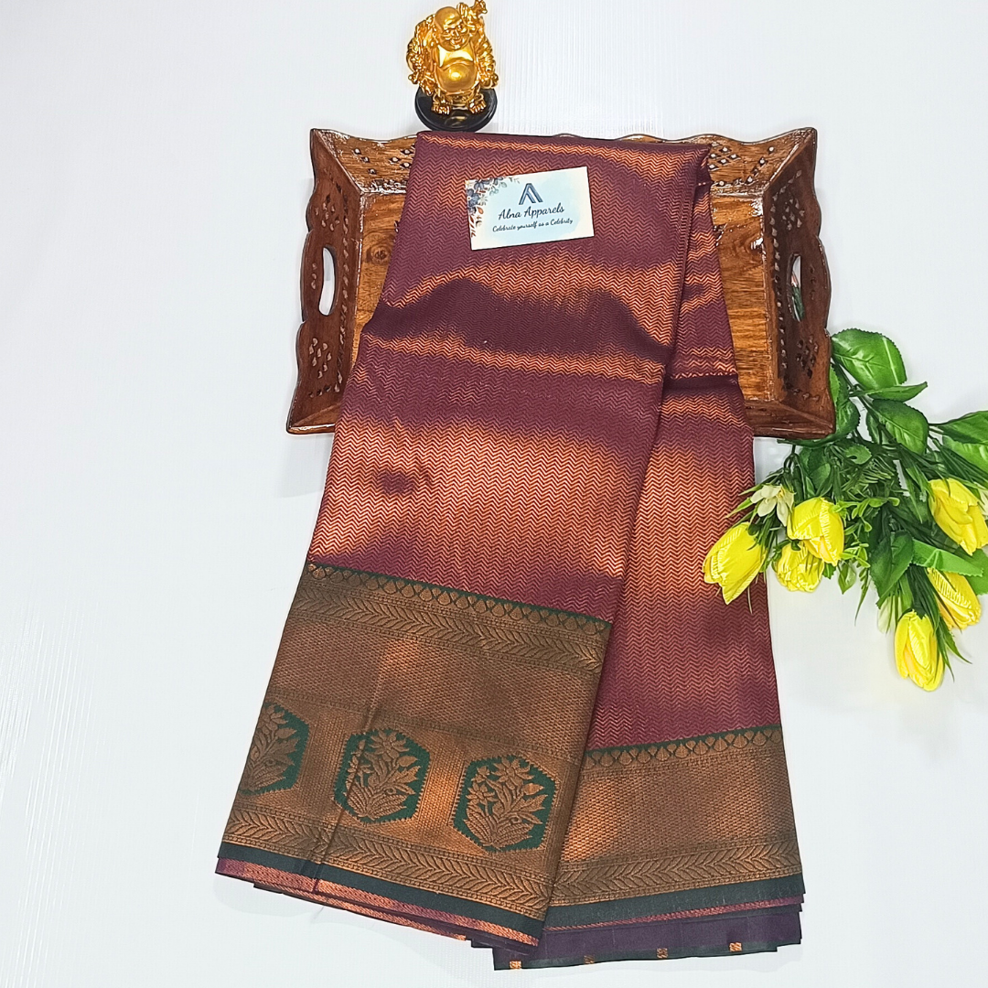 Wine Color Neon Silk Saree Alna Apparels