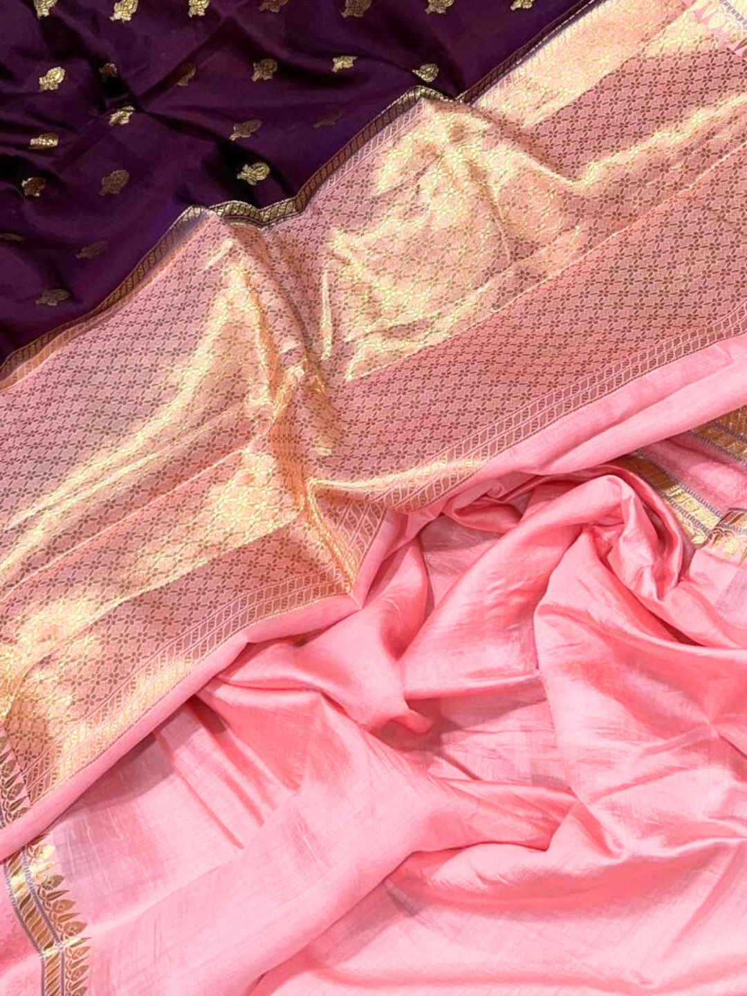 Wine Banarasi Kathan Dupion Silk Saree Alna Apparels