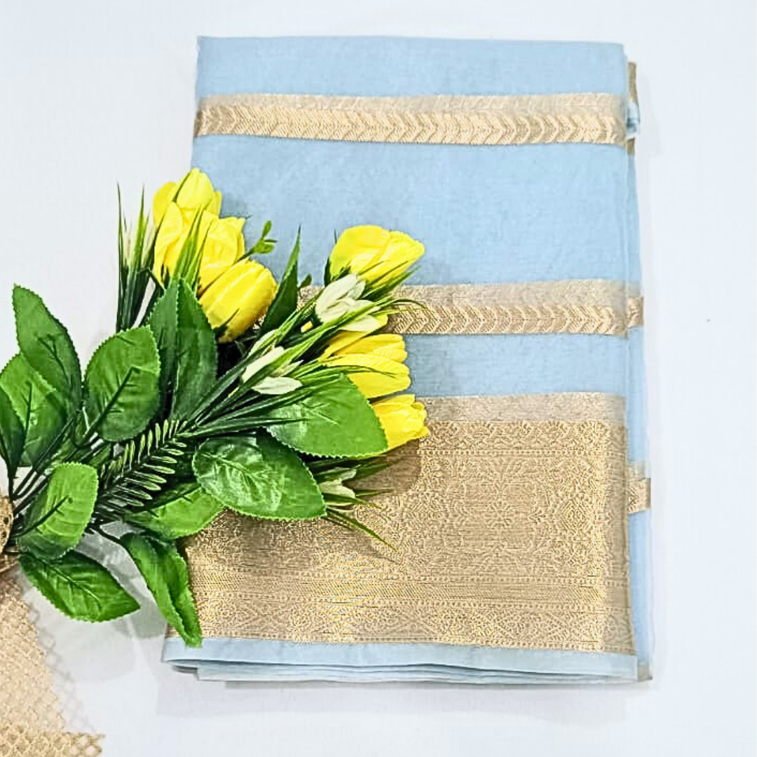 Light Blue Banarasi Organza Silk Saree Alna Apparels