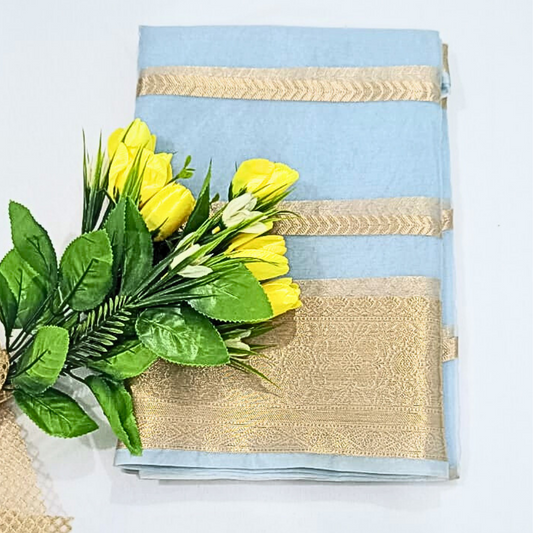 Light Blue Banarasi Organza Silk Saree Alna Apparels