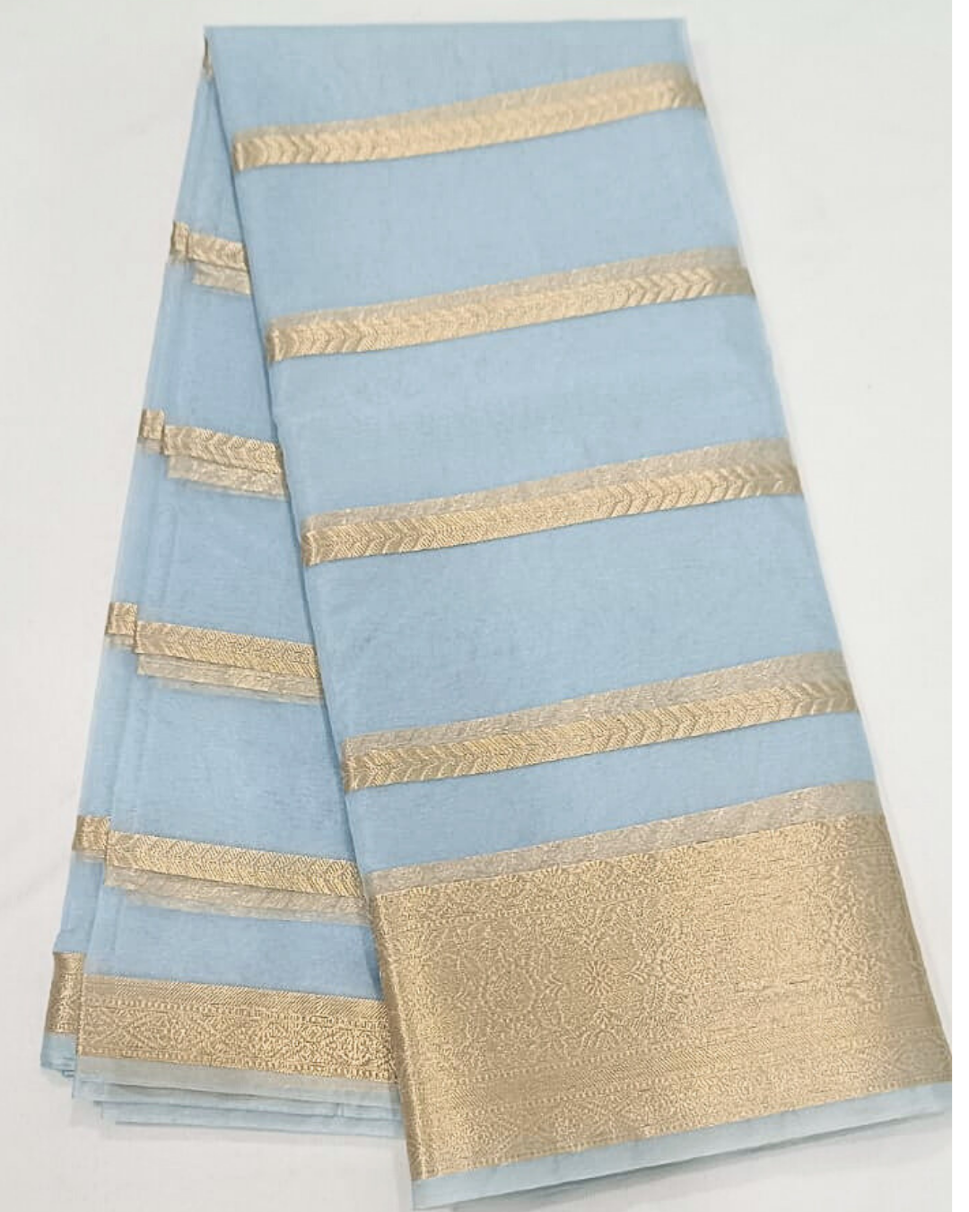 Light Blue Banarasi Organza Silk Saree Alna Apparels