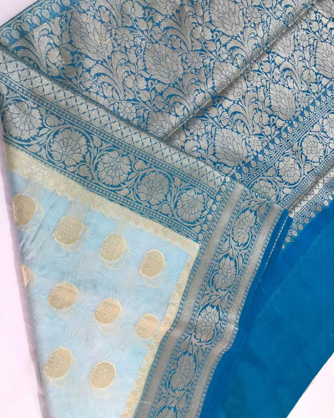 Blue Banarasi Georgette Saree Alna Apparels