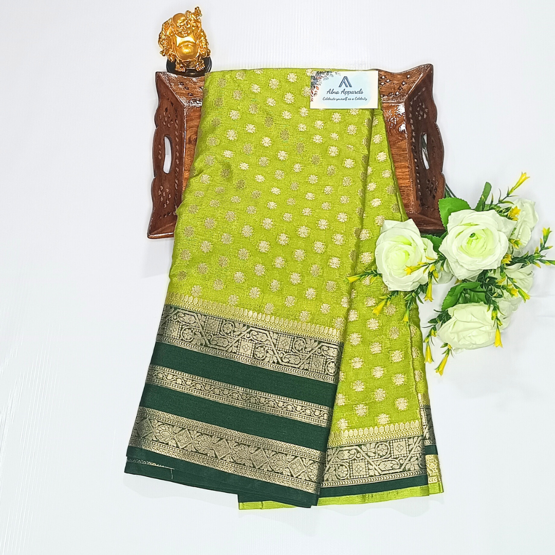 Green Banarasi Georgette Saree Alna Apparels