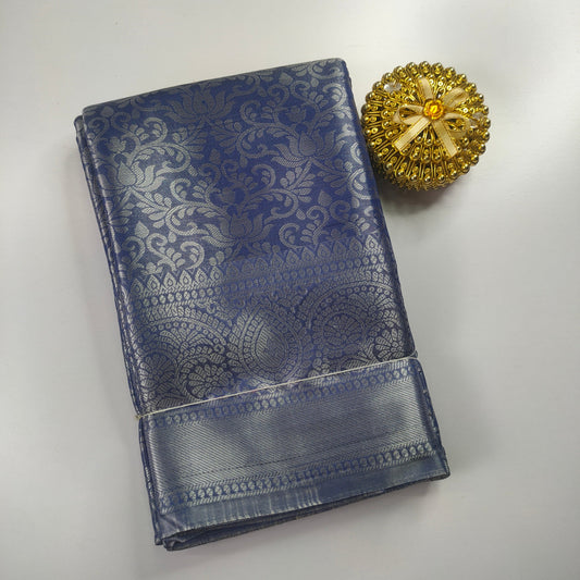 Navy Blue Color Kanchipuram Soft Tissue Silk Saree Alna Apparels