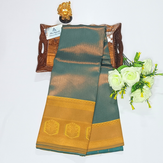 Green Color Neon Silk Saree Alna Apparels