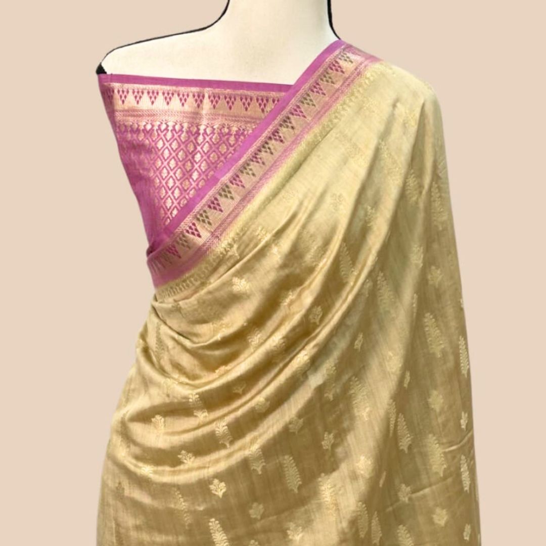 Tan Color Banarasi Georgette Saree Alna Apparels