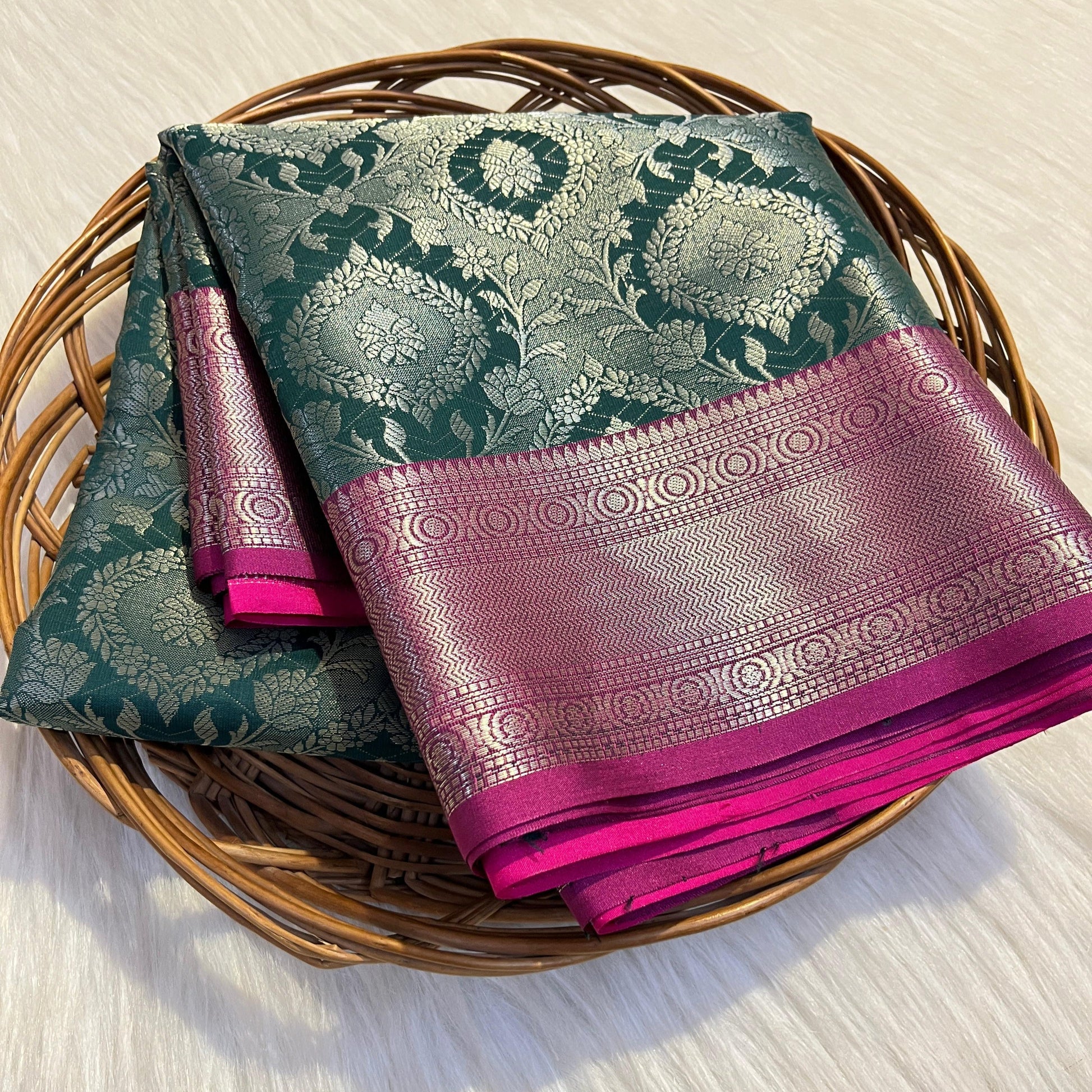 Green Banarasi Tissue Silk Saree Alna Apparels