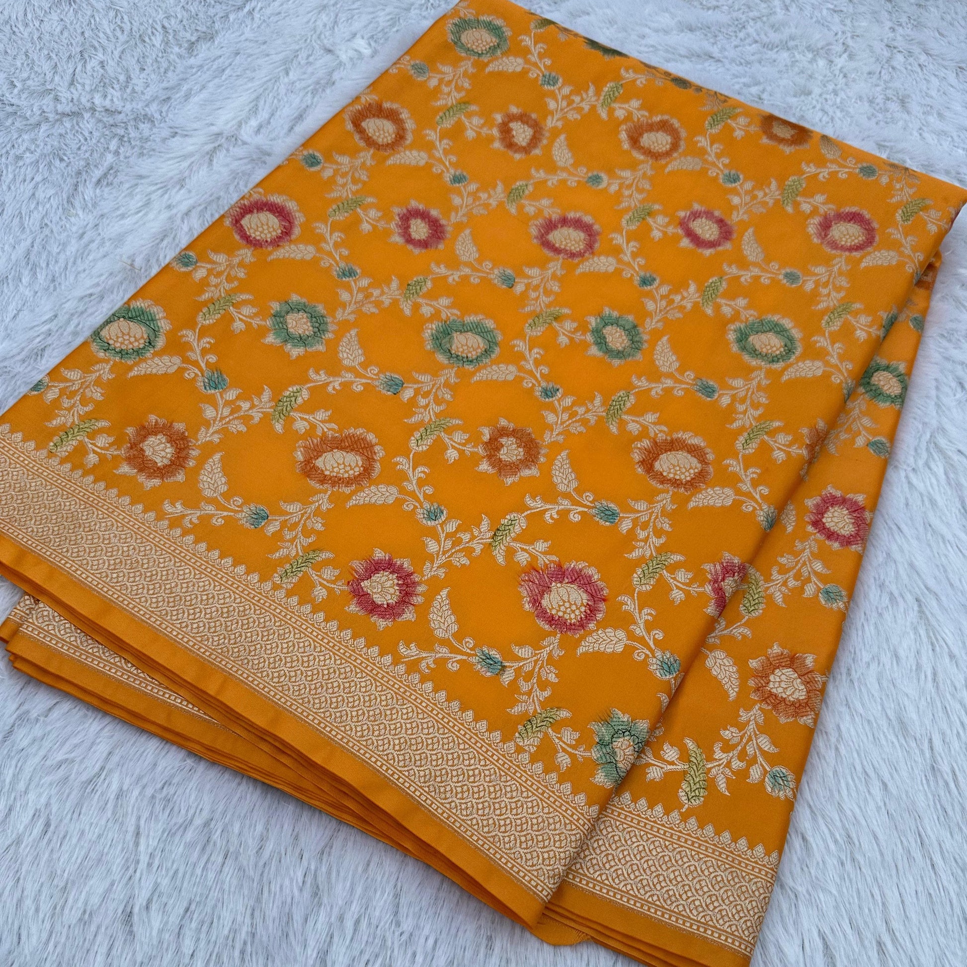 Yellow Color Pure Banarasi Mysore Silk Saree Alna Apparels