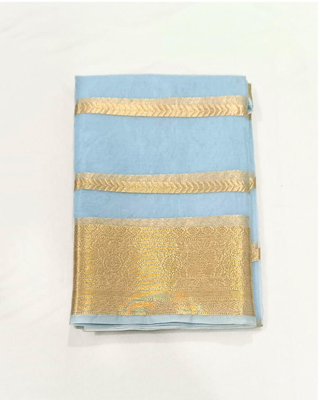 Light Blue Banarasi Organza Silk Saree Alna Apparels