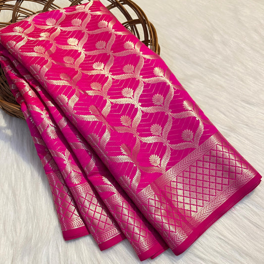 Samantha Inspired Banarasi Semi Kathan Silk Saree Alna Apparels