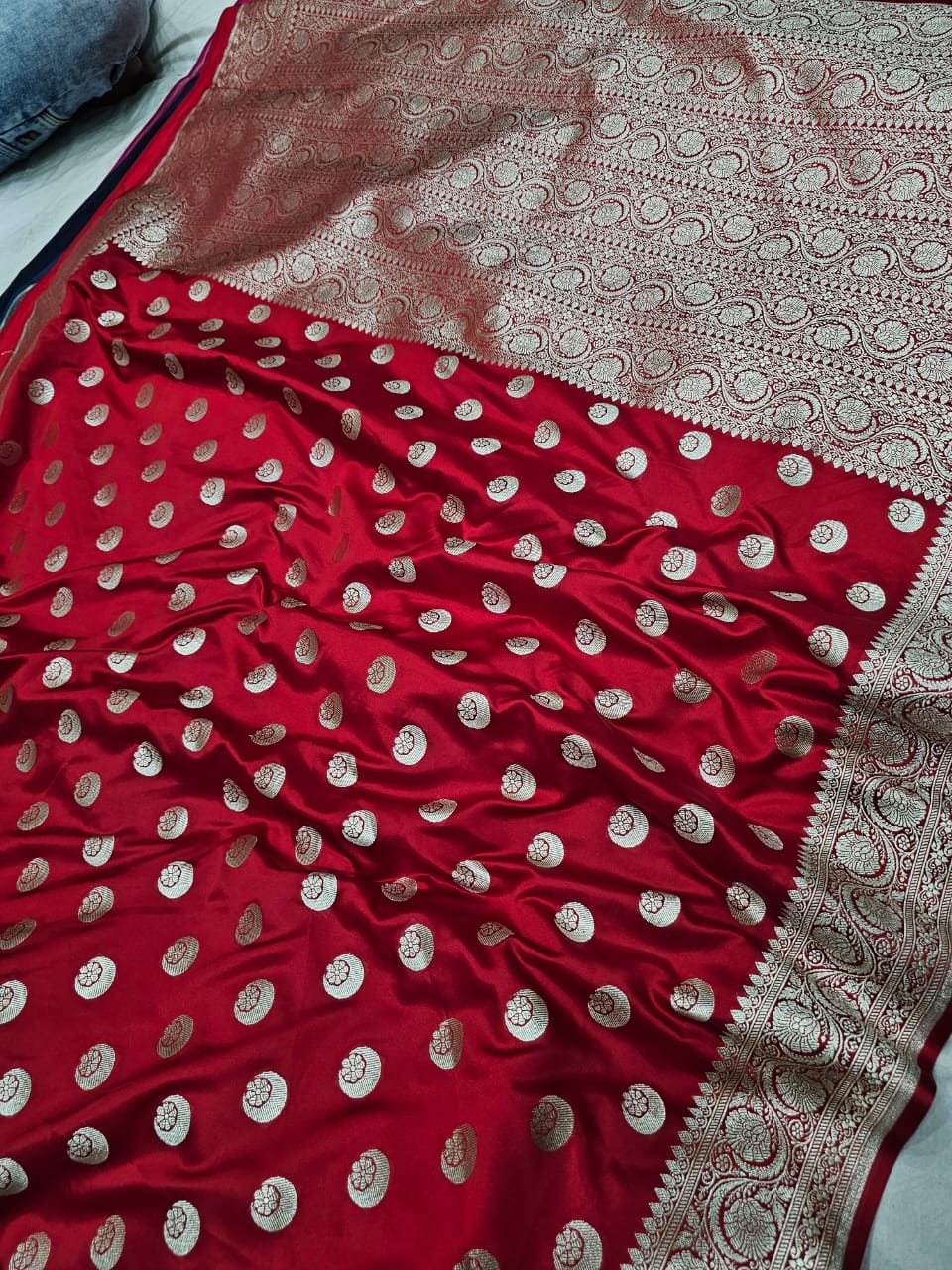 Maroon Pure Banarasi Mashru Silk Saree Alna Apparels