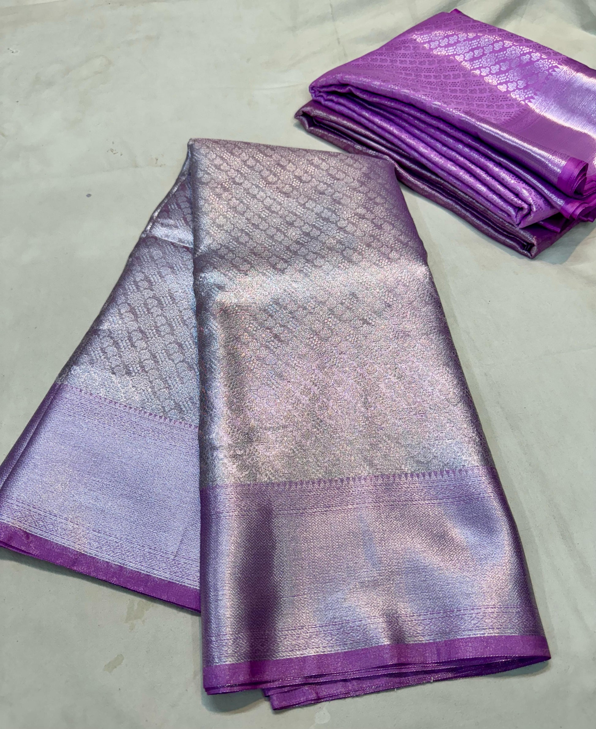 Lilac Banarasi Tissue Silk Saree Alna Apparels