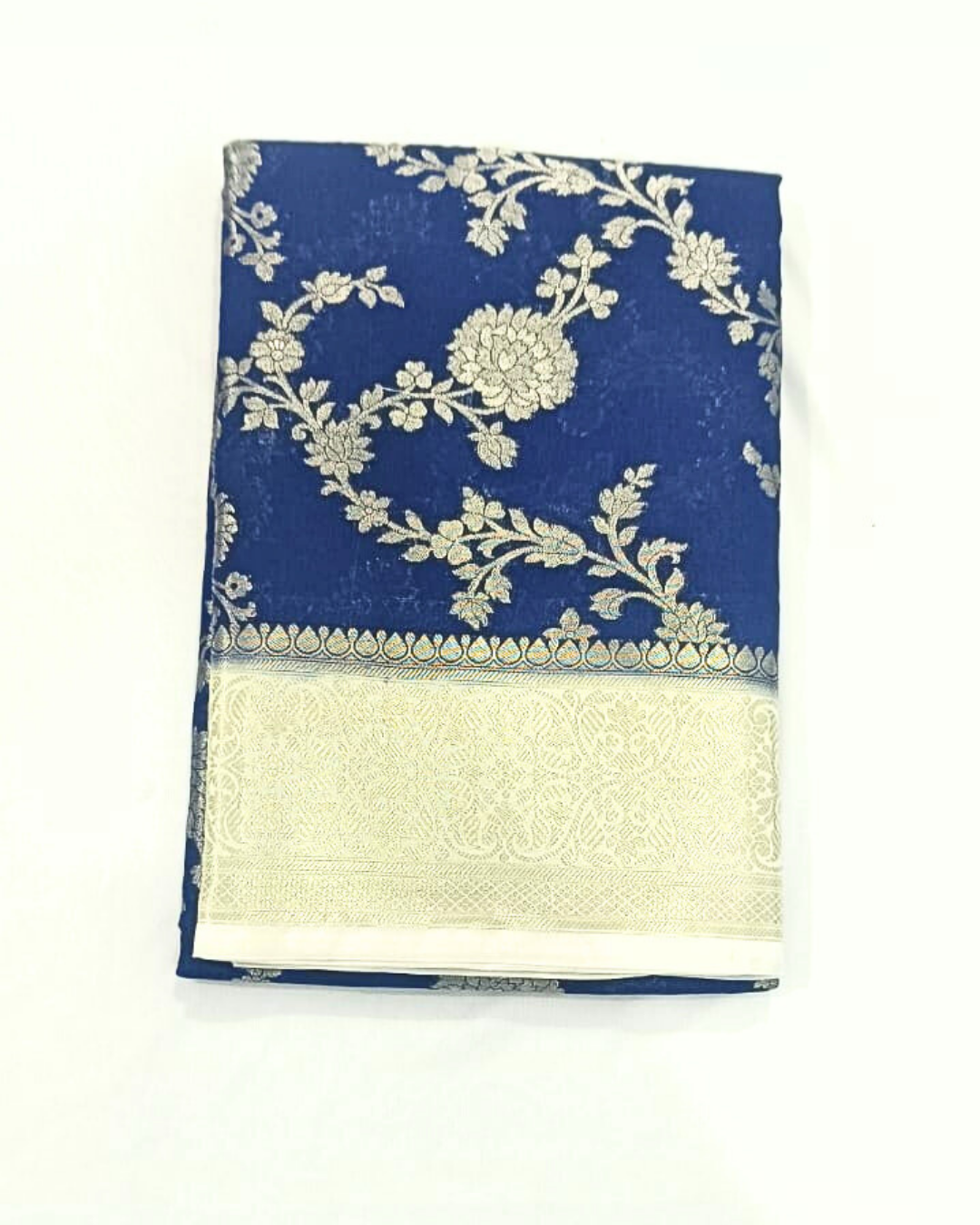 Navy Blue Color Banarasi Silk Saree Alna Apparels