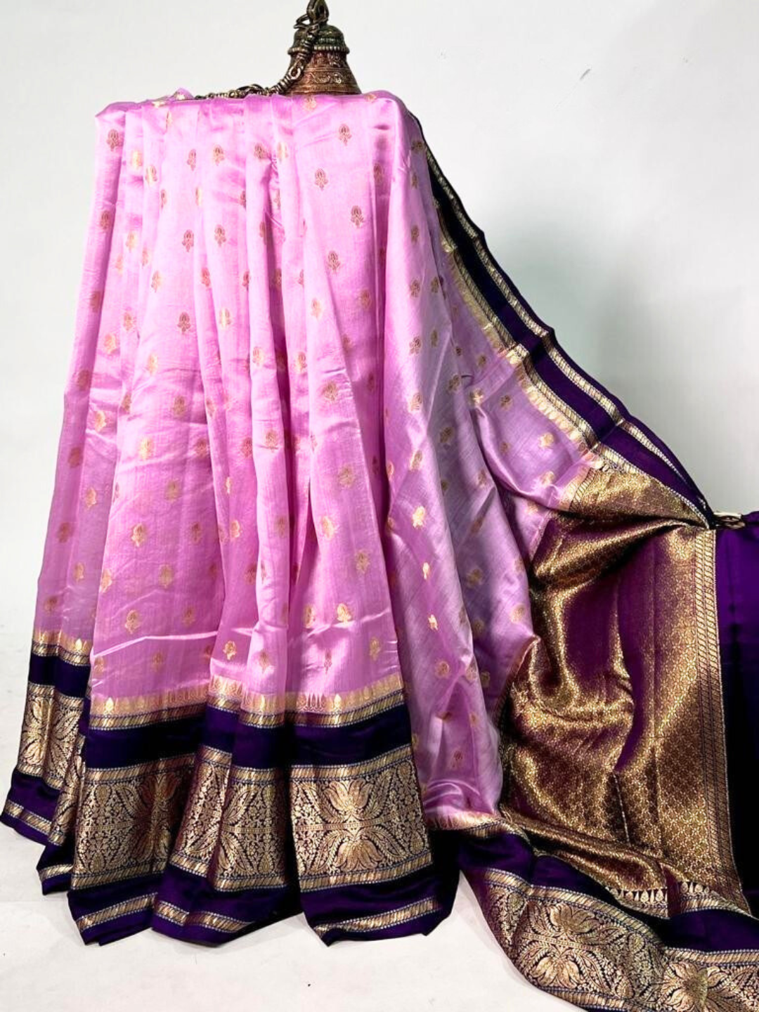 Pink Banarasi Kathan Dupion Silk Saree Alna Apparels
