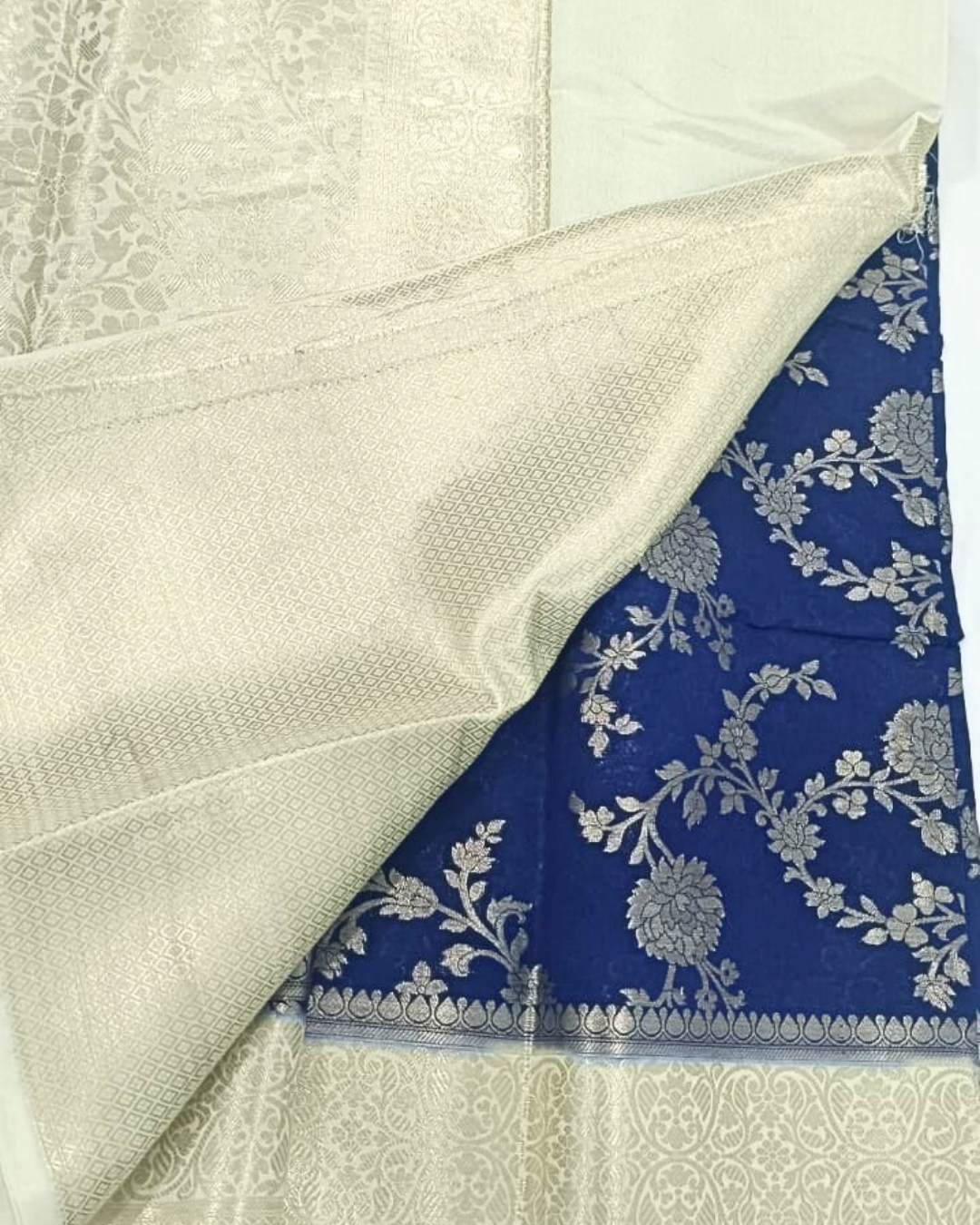 Navy Blue Color Banarasi Silk Saree Alna Apparels
