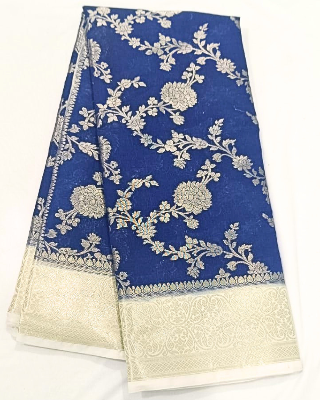 Navy Blue Color Banarasi Silk Saree Alna Apparels