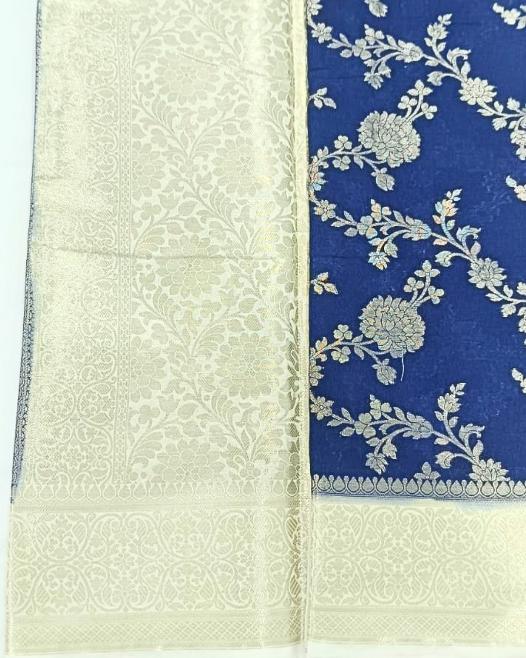 Navy Blue Color Banarasi Silk Saree Alna Apparels