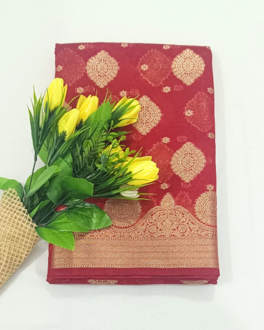 Red Banarasi Georgette Saree Alna Apparels