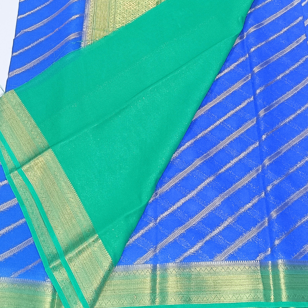 Blue Banarasi Georgette Saree Alna Apparels