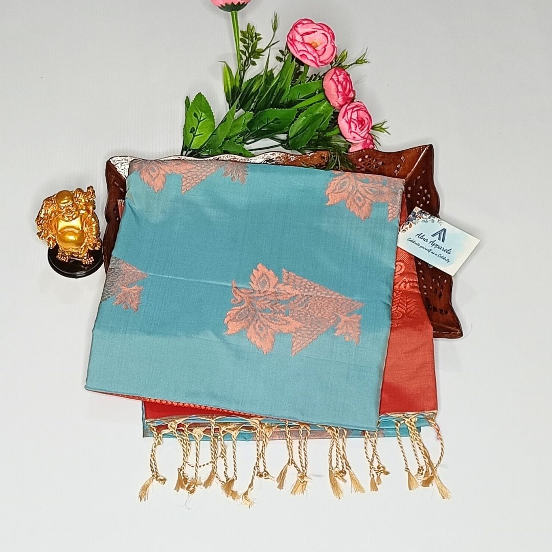 Blue Color Kanchivaram Semi Soft Silk Saree Alna Apparels