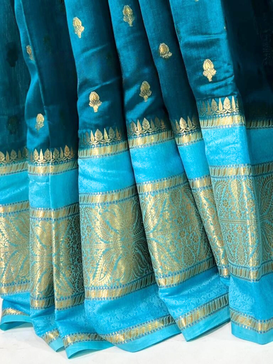 Blue Banarasi Kathan Dupion Silk Saree Alna Apparels