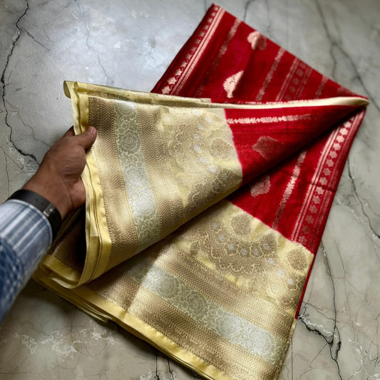 Red Banarasi Kathan Silk Saree Alna Apparels