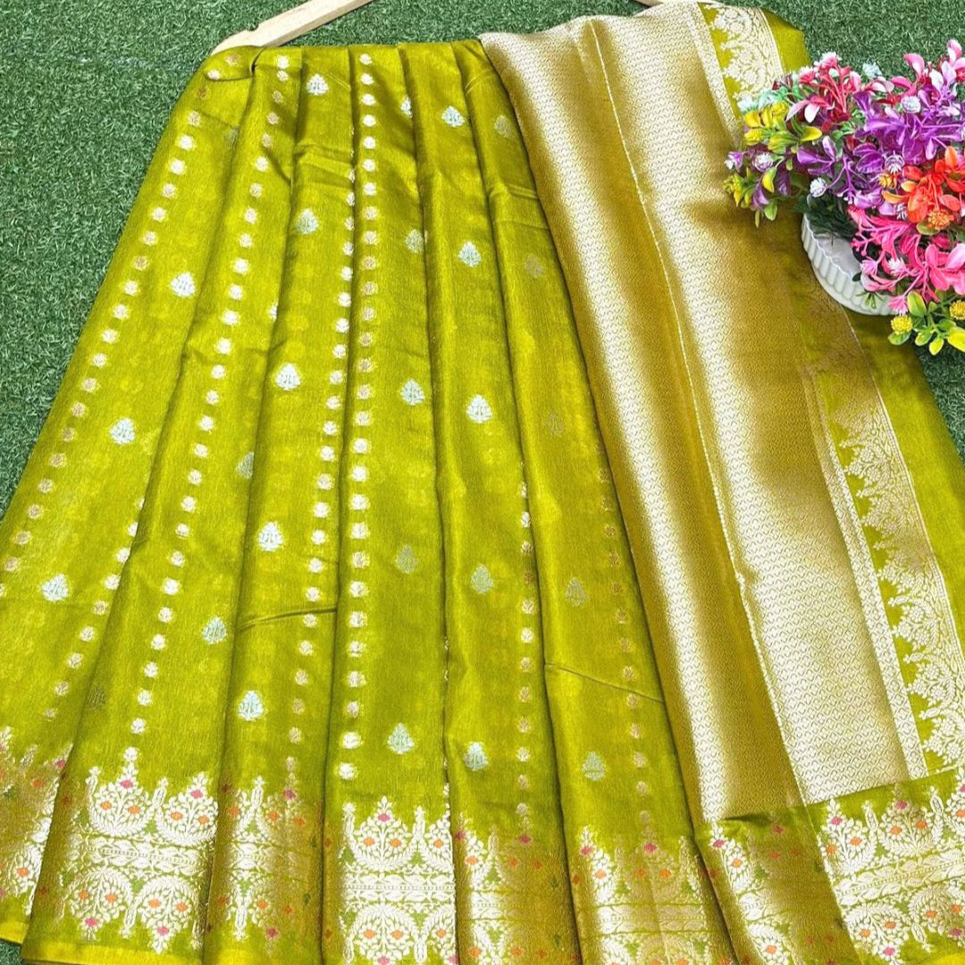 Green Banarasi Warm Silk Saree Alna Apparels