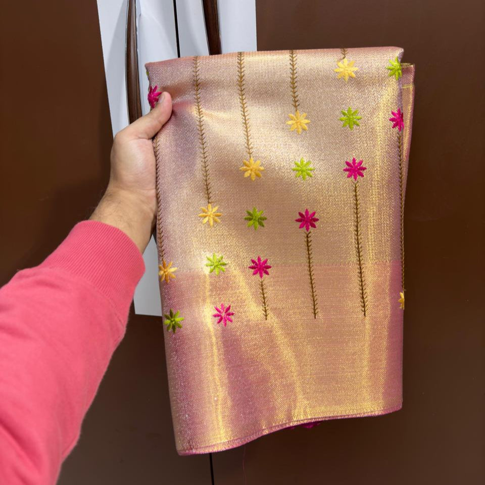 Gold Banarasi Tissue Silk Saree Alna Apparels