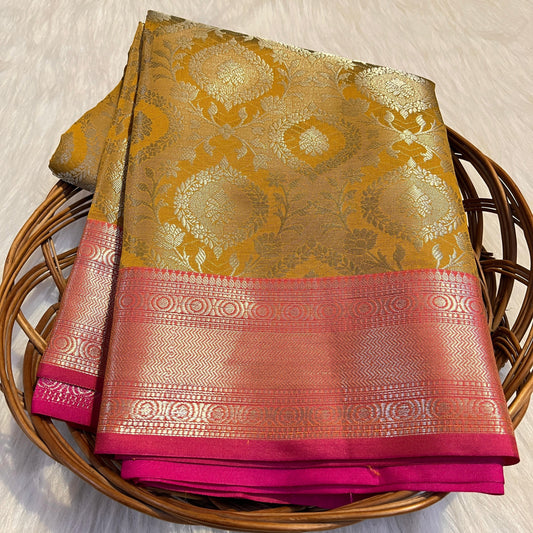Yellow Banarasi Tissue Silk Saree Alna Apparels